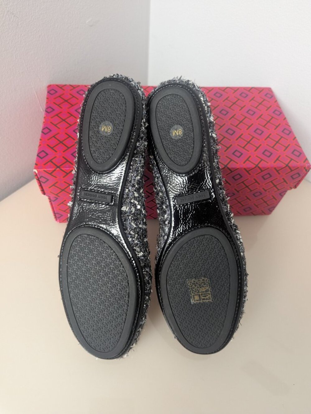Tory Burch $348 LUREX SPARKLY BLINGY Minnie Ballet Travel Flats Tweed MANY SIZES - Picture 11 of 14